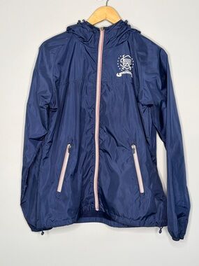 U.S. Polo Assn. Navy Blue Hooded Varsity Winbreaker Jacket with Red-Trim